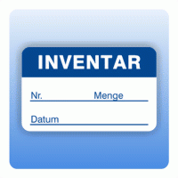 Qualitätssicherung Aufkleber "Inventar Nr." 25x40 mm in blau