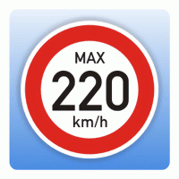 Geschwindigkeitsaufkleber max. 220 km/h