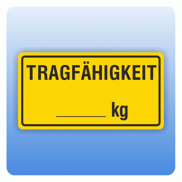 Aufkleber Regalbeschriftung Tragfähigkeit