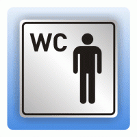 Symbolschild mit Piktogramm WC Herren aus Alu