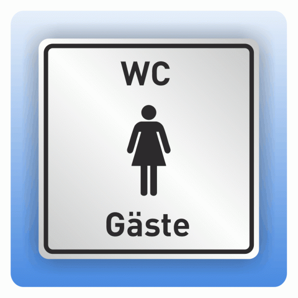 Symbolschild mit Piktogramm WC Gäste Damen aus Alu