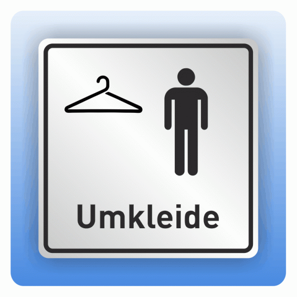 Symbolschild mit Piktogramm Umkleide Herren aus Alu