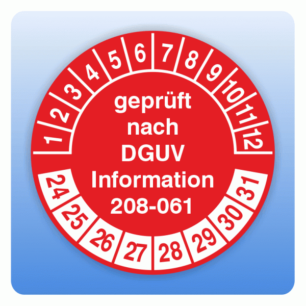 Prüfplakette geprüft nach DGUV Information 208-061 Regalprüfung