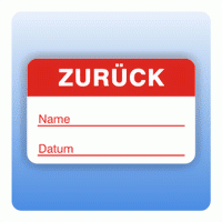 Qualitätssicherung Aufkleber "Zurück Name" 25x40 mm in rot