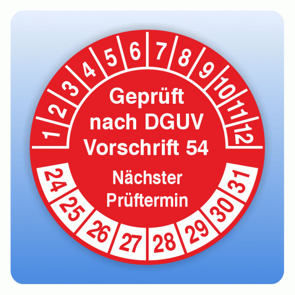 Prüfplakette Geprüft nach DGUV V 54