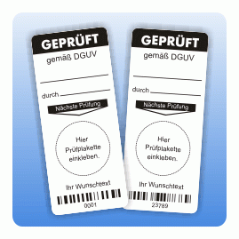 Grundetikett Geprüft gemäß DGUV mit Barcode