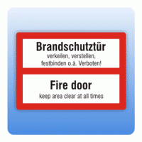 Feuerwehrzeichen Brandschutztür deutsch englisch nach DIN 4066