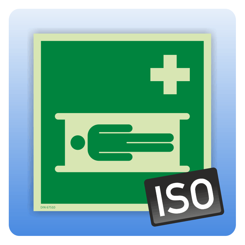 Rettungszeichen Krankentrage ISO 7010 | Alu-Dibond (lang Nachleuchtend ...