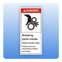 Sicherheitszeichen Rotating parts inside (ANSI Z535) Aufkleber