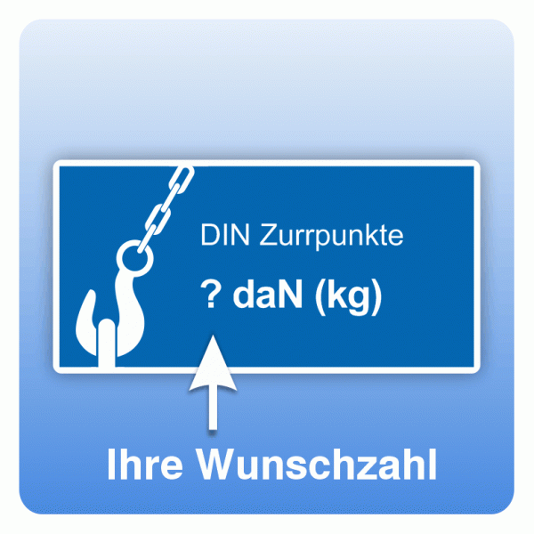 Aufkleber DIN Zurrpunkte mit Wunschzahl