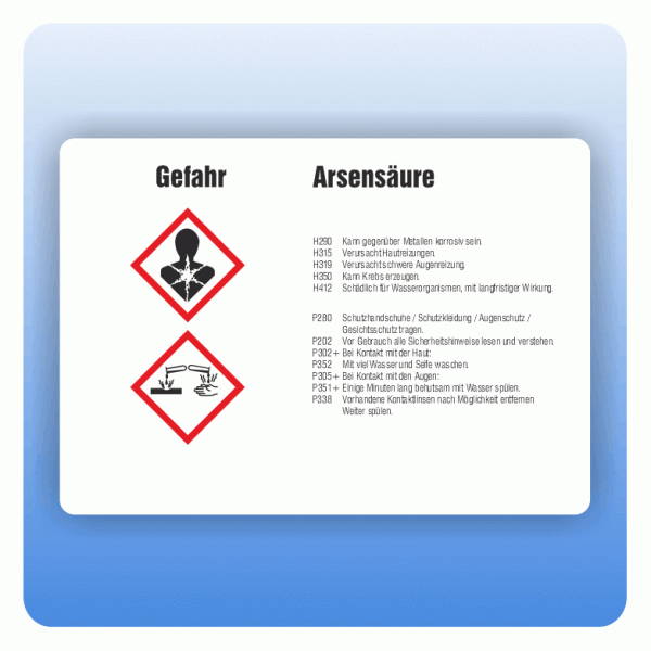 Gefahrstoffaufkleber Arsensäure für Behälter bis 3 Liter