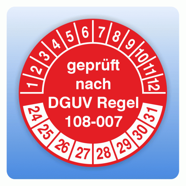 Prüfplakette geprüft DGUV Regel 108-007