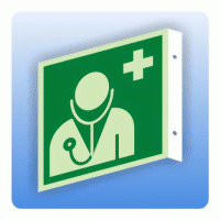 Fahnenschild Rettungszeichen Arzt ISO 7010