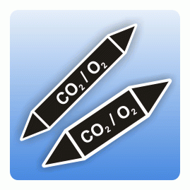 Fliessrichtungspfeil CO2 / O2 neutral nach DIN 7396-1