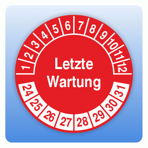 Prüfplakette letzte Wartung