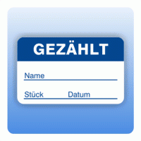 Qualitätssicherung Aufkleber "Gezählt Name" 25x40 mm in blau