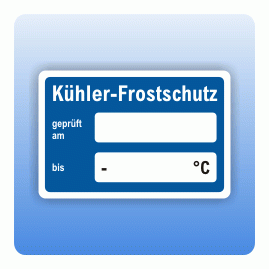 Serviceaufkleber Kühler-Frostschutz