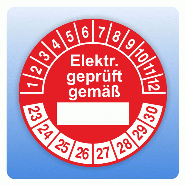 Prüfplakette elektrisch gepr. gemäß