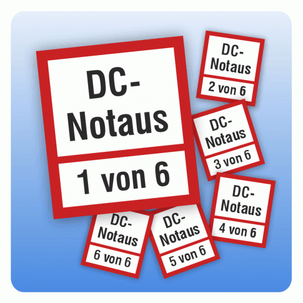 Feuerwehrzeichen DC-Notaus Set für 6 Taster nach DIN 4066