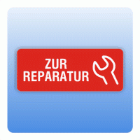 Qualitätssicherung Aufkleber "ZUR REPARATUR" 20x50 mm rot mit Symbol