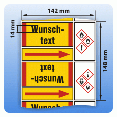 Rohrkennzeichnungsband Gruppe 4: Brennbare Gase GHS