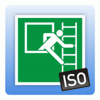 Rettungszeichen Notausstieg mit Fluchtleiter rechts ISO 7010
