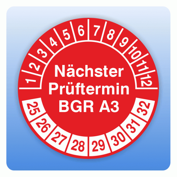 Prüfplakette Nächster Prüftermin BGR A3