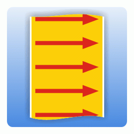 Fliessrichtungsband für Rohrleitungen gelb, Pfeil rot