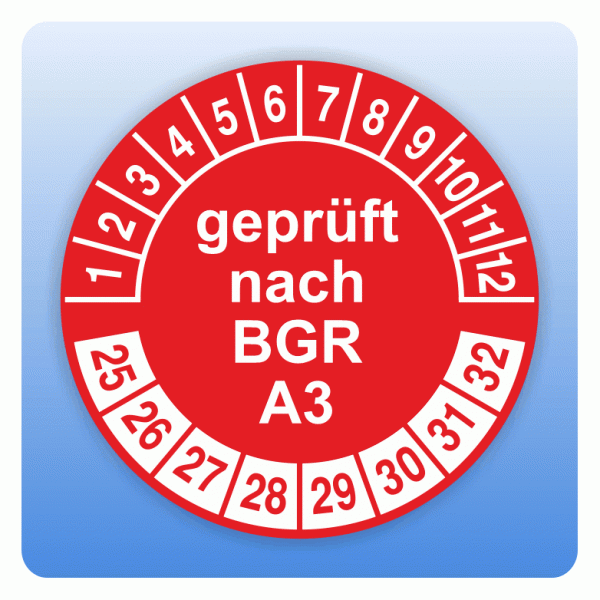 Prüfplakette Geprüft nach BGR A3