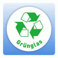 Wertstoffzeichen Recycling Grünglas, weiß