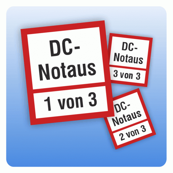 Feuerwehrzeichen DC-Notaus Set für 3 Taster nach DIN 4066