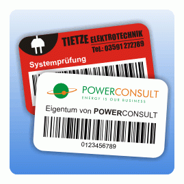 Inventaretikett mit Barcode individuell gestaltet 30x50 mm