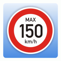 Geschwindigkeitsaufkleber max. 150 km/h