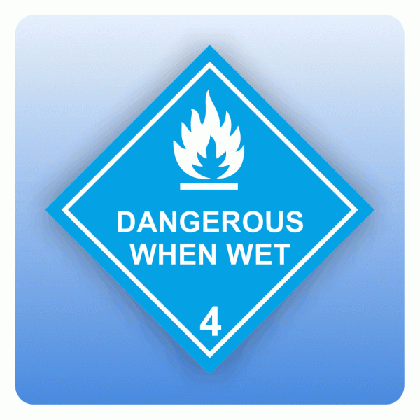 ADR Kennzeichen Gefahrgutklasse 4.3 Dangerous when wet weiss