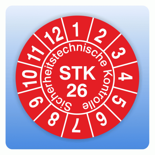 Prüfplakette Sicherheitstechnische Kontrolle, STK, Jahr