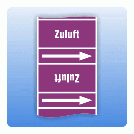 Rohrkennzeichnungsband Zuluft violett nach DIN 16798