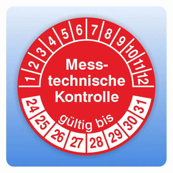 Prüfplakette Messtechnische Kontrolle, MTK, gültig bis