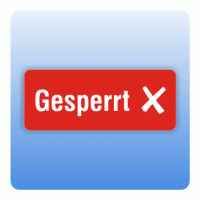 Qualitätssicherung Aufkleber "Gesperrt" 20x50 mm rot mit Symbol