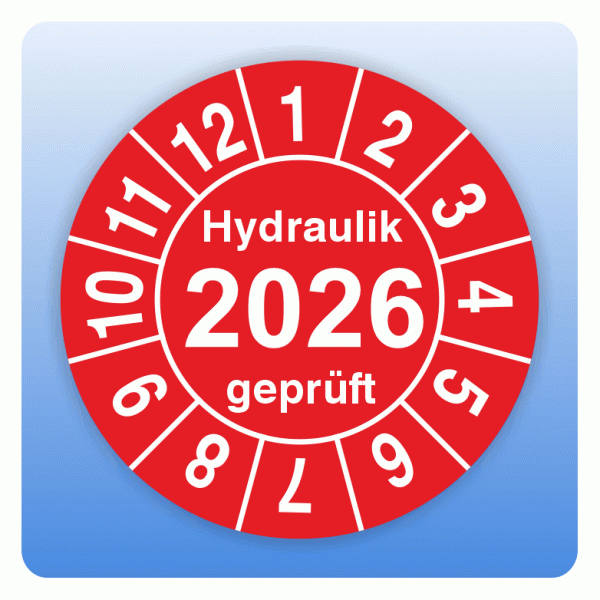 Prüfplakette Hydraulik geprüft