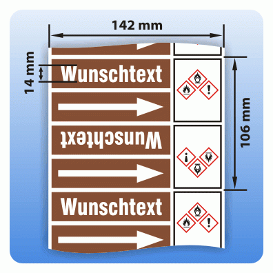 Rohrkennzeichnungsband Flüssigkeiten und Feststoffe GHS