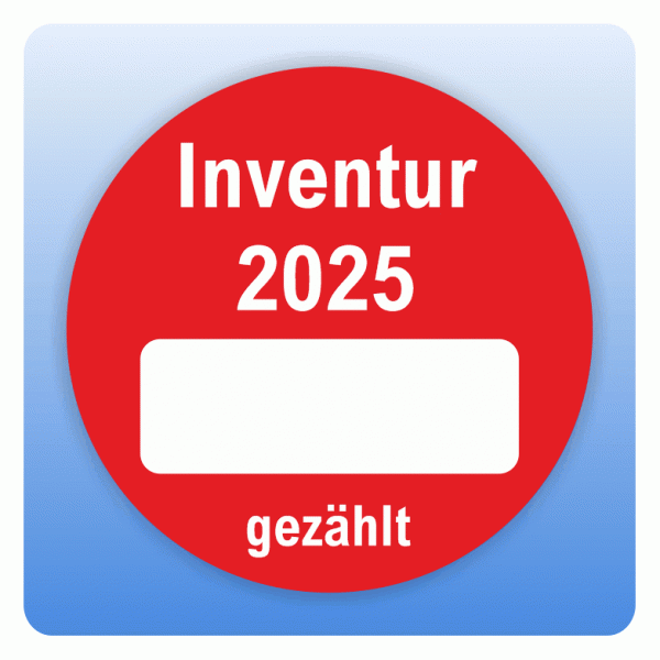 Inventur-Aufkleber Inventur 2025 gezählt mit Freifeld