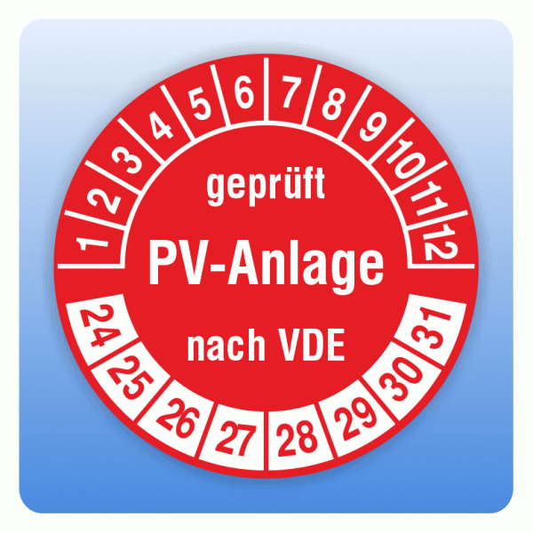 Prüfplakette PV-Anlage geprüft nach VDE