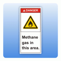 Sicherheitszeichen Methane gas in this area (ANSI Z535) Aufkleber