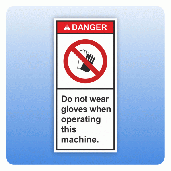 Sicherheitszeichen Do not wear gloves (ANSI Z535) Aufkleber