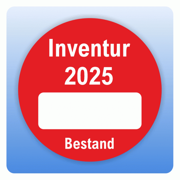 Inventur-Aufkleber Inventur 2025 Bestand mit Freifeld