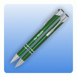 Werbe-Kugelschreiber Metall / grün mit Gravur