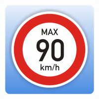 Geschwindigkeitsaufkleber max. 90 km/h