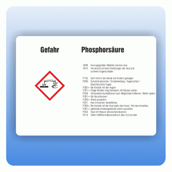 Gefahrstoffaufkleber Phosphorsäure für Behälter ab 500 Liter