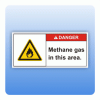 Sicherheitszeichen Methane gas in this area (ANSI Z535) Aufkleber