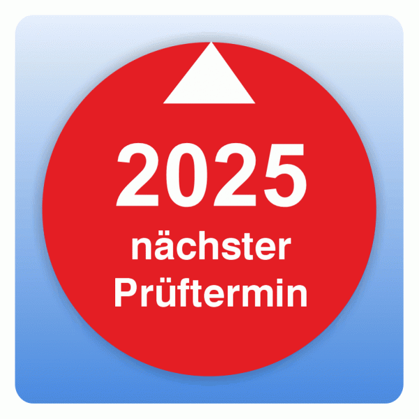 Prüfplakette 2025_Nächste Prüfung m. Pfeil auf Monat